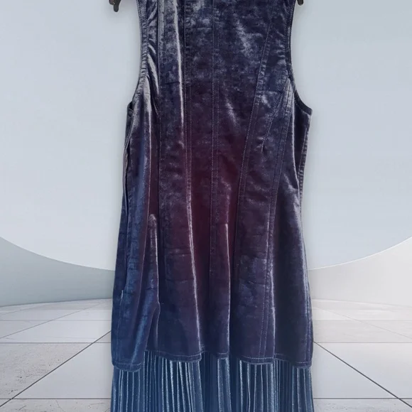 NWT - Size 10 Philip Lim Velvet Zipper Dress With Pleated Hem - Picture 2 of 7